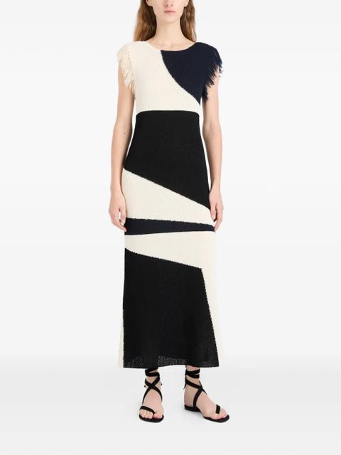 Proenza Schouler Saskia fringe-trimmed intarsia midi dress - Black - zdjęcie produktu nr 2
