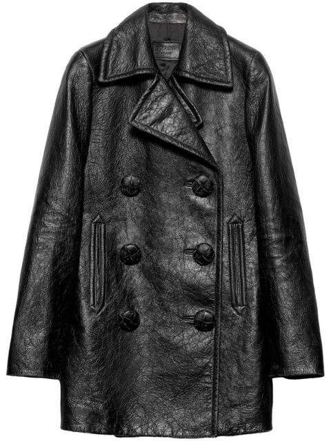 Prada leather coat - Black - zdjęcie produktu nr 1