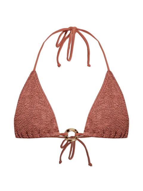 Bond-eye crinkle-effect ring-detail bikini top - Brown - zdjęcie produktu nr 1