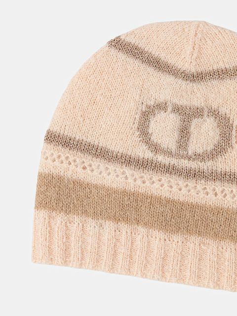 Twinset czapka z wełną kolor beżowy 252TO5591