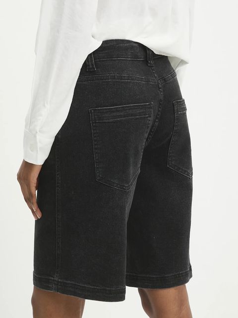 Answear.LAB szorty jeansowe damskie kolor czarny gładkie high waist