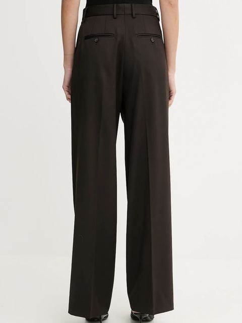 Filippa K spodnie z dodatkiem wełny damskie kolor brązowy proste high waist 32511