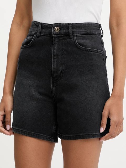 Answear.LAB szorty jeansowe damskie kolor czarny gładkie high waist - zdjęcie produktu nr 1