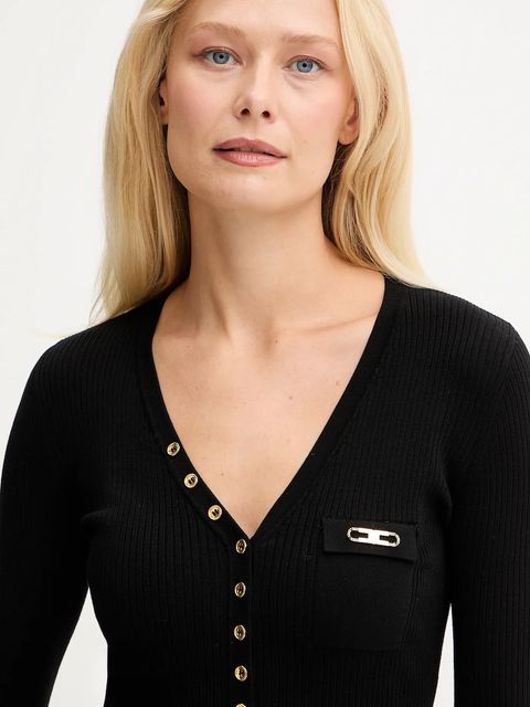 Elisabetta Franchi sweter z dodatkiem jedwabiu damski kolor czarny MK12B56E2 - zdjęcie produktu nr 2