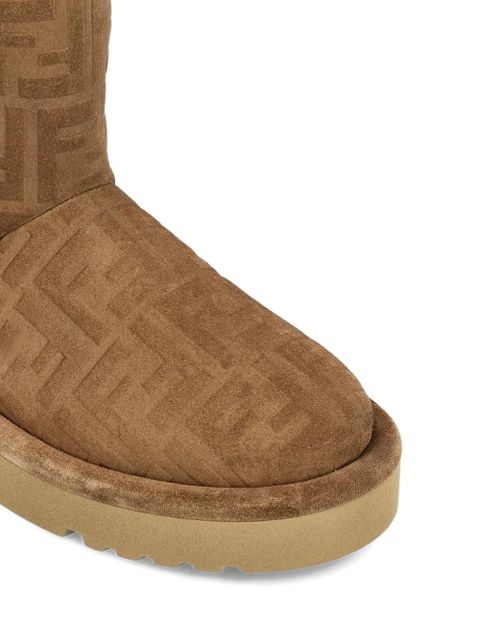 FENDI FF-logo padded boots - Brown