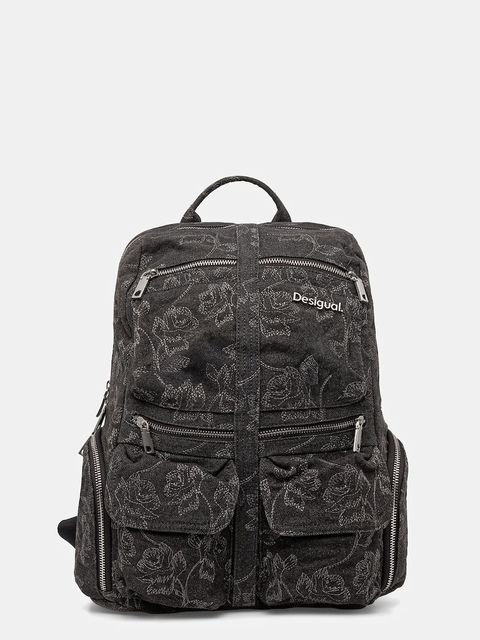 Desigual plecak WHISKEY EMBROIDERY 0 damski kolor szary duży z aplikacją 25WAKD07 - zdjęcie produktu nr 1