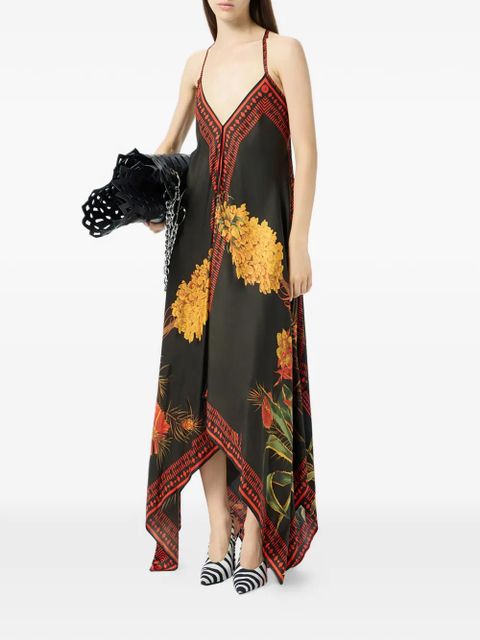 Blumarine twill floral print dress - Black