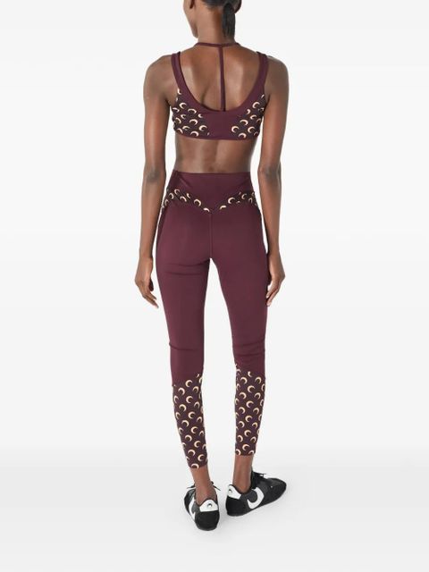 Marine Serre Athleisure moon-printed bra top - Red