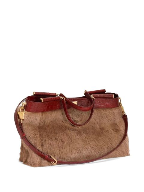 Dolce & Gabbana My Sicily shearling and alligator handbag - Neutrals