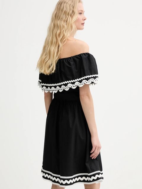 Morgan sukienka bawełniana kolor czarny mini rozkloszowana RCAPRI