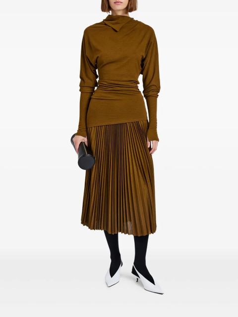Proenza Schouler drapped-neck pleated top - Brown - zdjęcie produktu nr 2