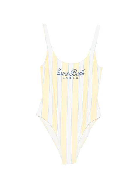 MC2 Saint Barth striped logo-print swimsuit - Yellow - zdjęcie produktu nr 1