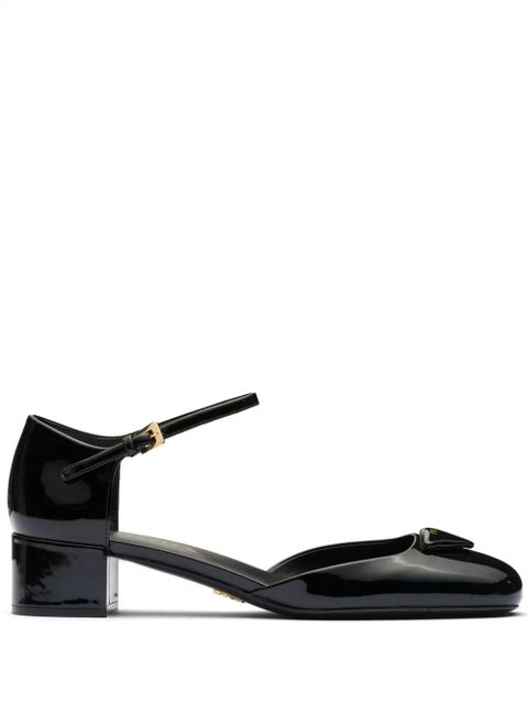 Prada 35mm triangle-logo patent pumps - Black - zdjęcie produktu nr 1