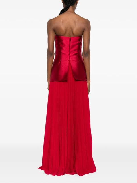 Solace London Claudette strapless pleated dress - Red