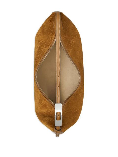 Tory Burch Balloon T-monogram suede shoulder bag - Brown