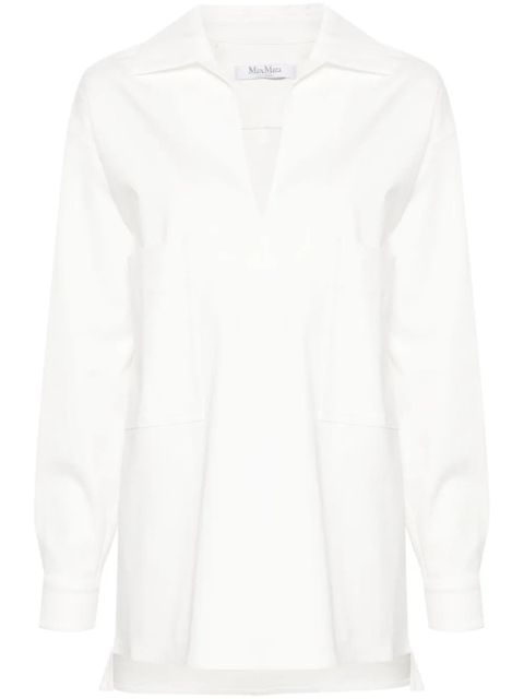 Max Mara gabardine-weave V-neck shirt - White - zdjęcie produktu nr 1