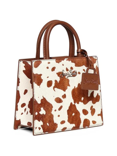 MC2 Saint Barth mini Shop cow-print leather tote bag - White