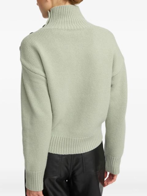 Yves Salomon high-neck button-detail sweater - Green