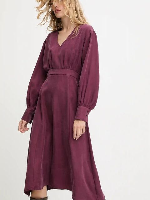 Answear.LAB sukienka kolor bordowy mini rozkloszowana