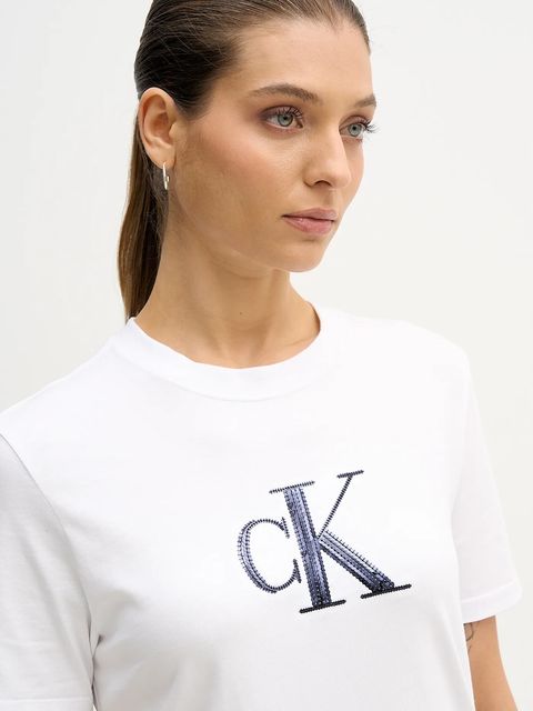 Calvin Klein Jeans t-shirt bawełniany damski kolor biały LV044E215G