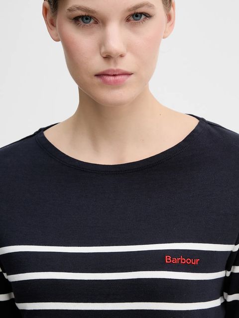 Barbour longsleeve bawełniany BRADLEY kolor granatowy LML0892