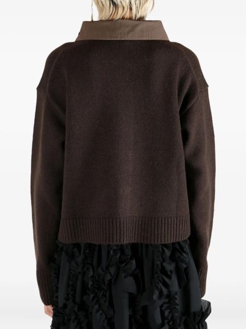 Cecilie Bahnsen Bibi embroidered-collar cardigan - Brown