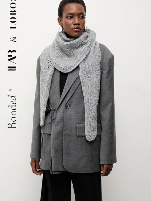 Answear.LAB szalik z wełną damski kolor szary gładki - zdjęcie produktu nr 1