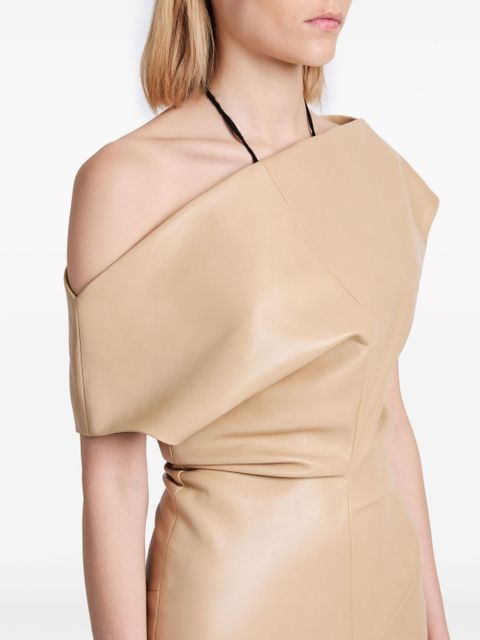 Proenza Schouler Rosa off-shoulder leather dress - Neutrals
