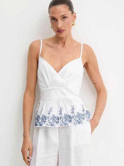 Guess top damska kolor biały z aplikacją W5GH1A WH580 - zdjęcie produktu nr 1