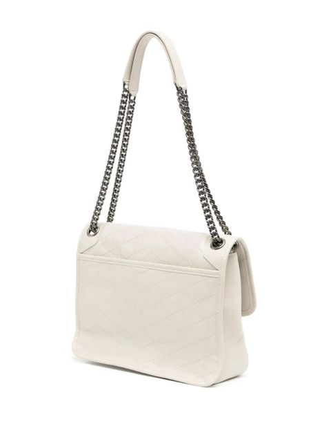 Saint Laurent large Nikki M crinkled shoulder bag - Neutrals