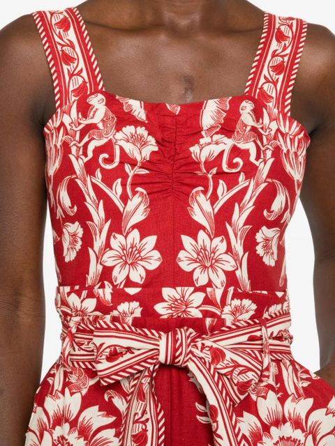 FARM Rio floral belt playsuit - Red