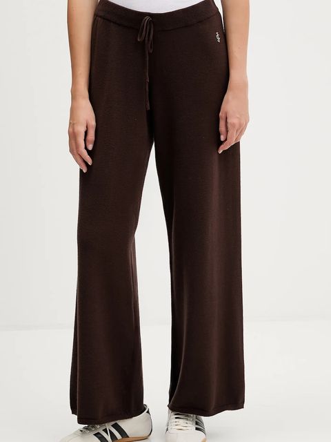 Juicy Couture spodnie damskie kolor brązowy proste high waist JCGBJ225017 - zdjęcie produktu nr 1