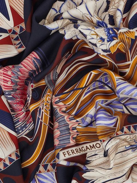 Ferragamo butterfly-print silk scarf - Blue