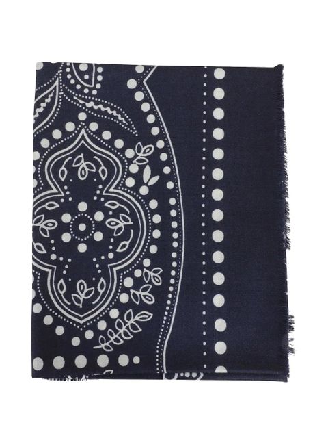 Weekend Max Mara Educated fringed patterned scarf - Blue - zdjęcie produktu nr 1