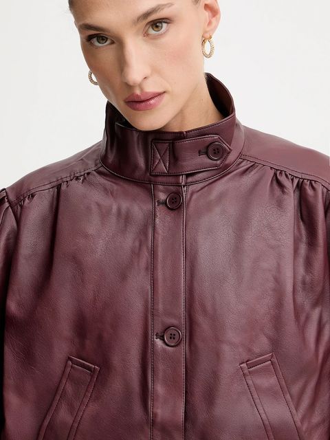 Bardot kurtka kolor bordowy przejściowa 60034JB