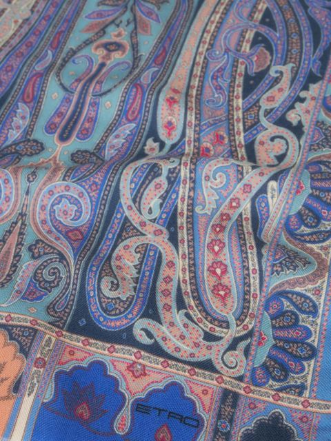 ETRO paisley-print frayed-edge cashmere-blend scarf - Blue - zdjęcie produktu nr 2