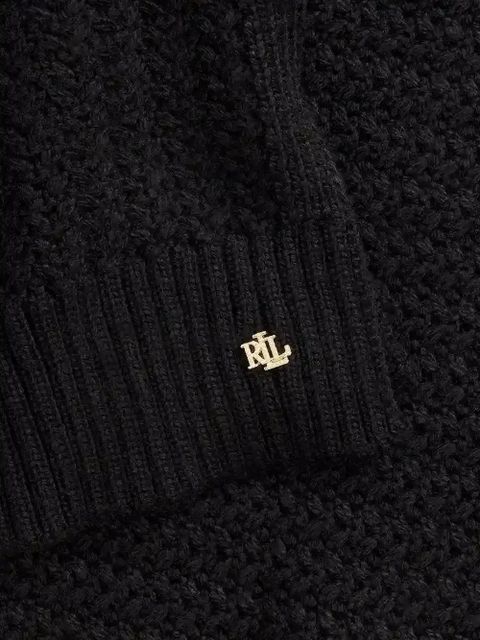 Lauren Ralph Lauren textured logo-detail scarf and beanie hat - Black - zdjęcie produktu nr 2