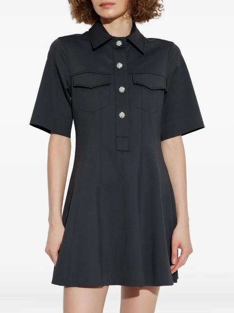 GANNI embellished short-sleeved mini day dress - Black