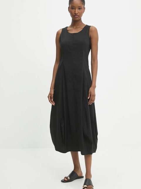 Answear.LAB sukienka kolor czarny midi rozkloszowana