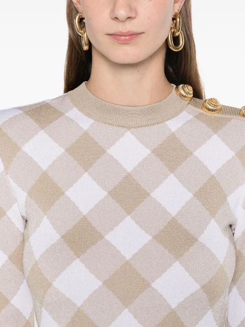 Balmain checked mini dress - Brown