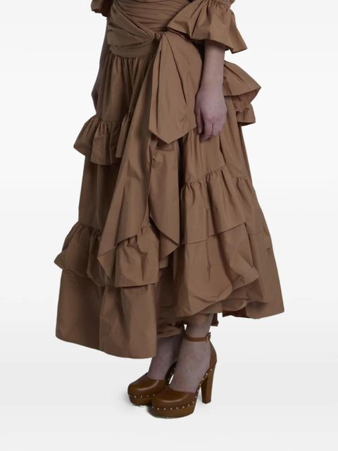 Chloé ruffled tiered midi skirt - Brown