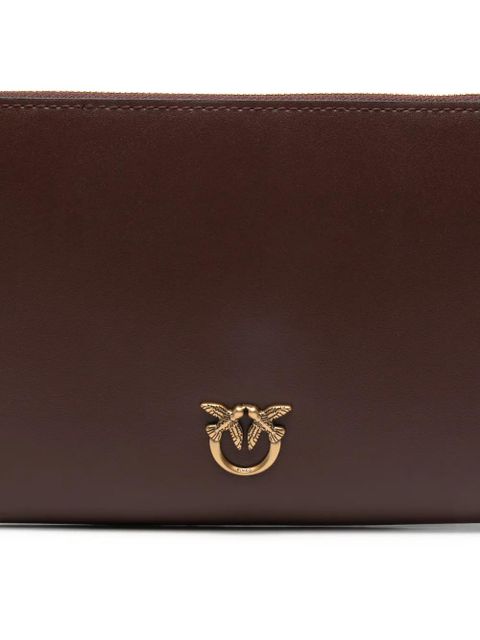 PINKO chain logo clutch bag - Brown
