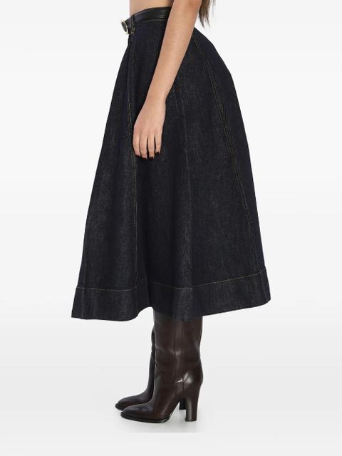 Self-Portrait flared belt midi skirt - Blue - zdjęcie produktu nr 1