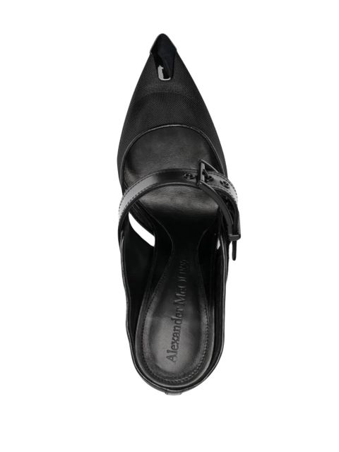 Alexander McQueen Punk mesh pointed-toe mules - Black