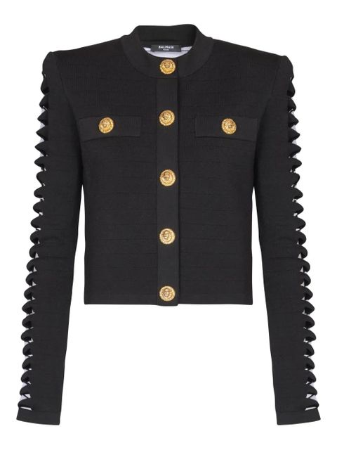 Balmain cut-out sleeve buttoned cardigan - Black - zdjęcie produktu nr 1