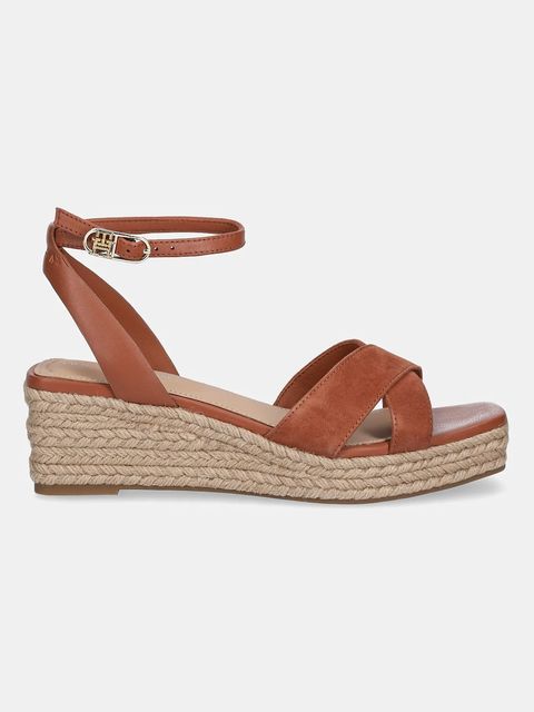 Tommy Hilfiger sandały skórzane LEATHER & SUEDE MID WEDGE ESPAD - zdjęcie produktu nr 1