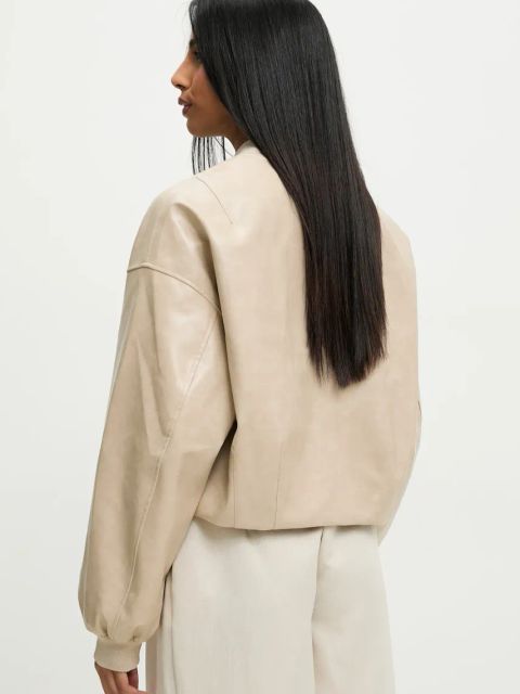 Answear.LAB kurtka kolor beżowy przejściowa oversize