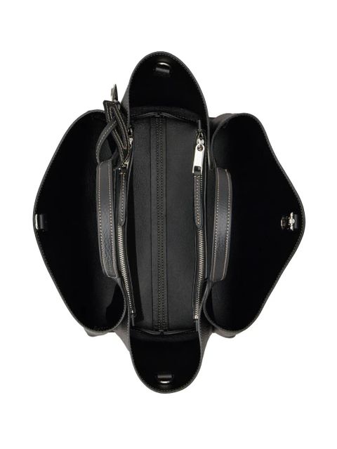 Tod's medium logo-plaque leather tote bag - Black