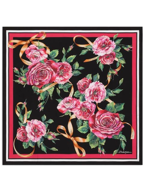 Dolce & Gabbana floral-print foulard - Black - zdjęcie produktu nr 1