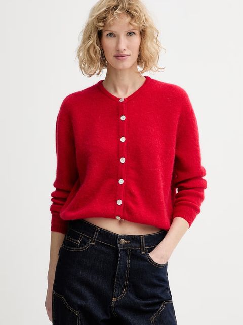 American Vintage kardigan z domieszką wełny GILET ML COL ROND